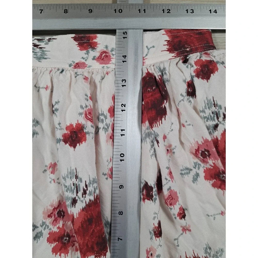 American Eagle Outfitters Floral Mini Skirt Red Cream Rose Viscose Small S/P Y2K